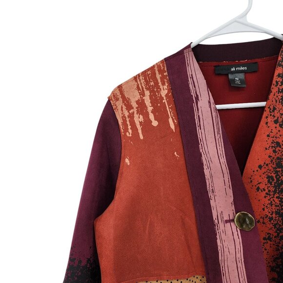Ali Miles Women's Faux Suede Multi Print Patchwork Jacket - MP - Picture 2 of 8